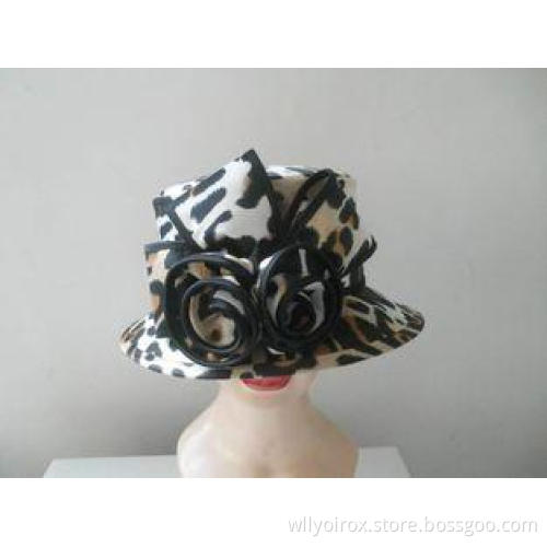 Leopard Ladies Dressy Church Hats Fashion , Fabric Covered